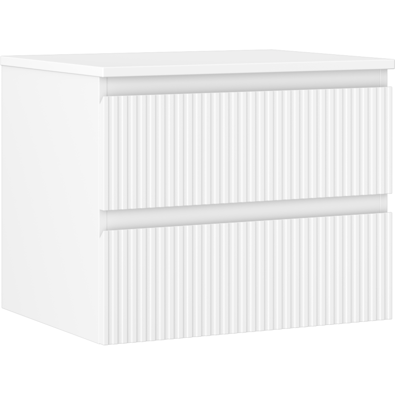 Mexen Rivel bathroom cabinet under sink 60 cm with countertop, 2 drawers, grooved, matte white - 91A20-06047-2-BFFC01