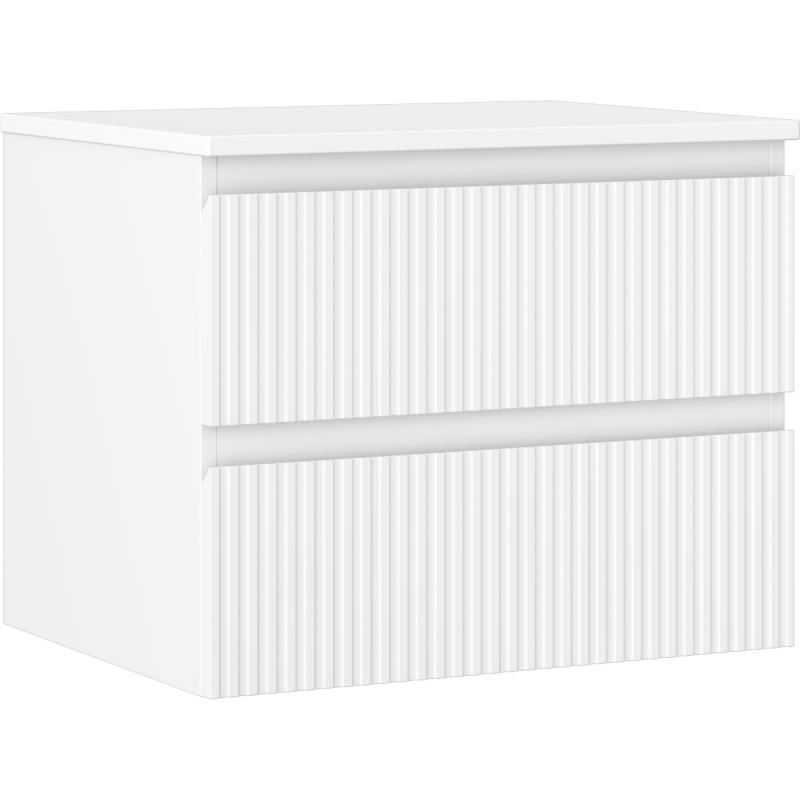 Mexen Rivel bathroom vanity 60 cm with countertop, 2 drawers, fluted, white matte - 91A20-06047-2-BFFC01