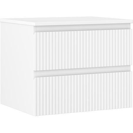 Mexen Rivel bathroom cabinet under sink 60 cm with countertop, 2 drawers, grooved, matte white - 91A20-06047-2-BFFC01