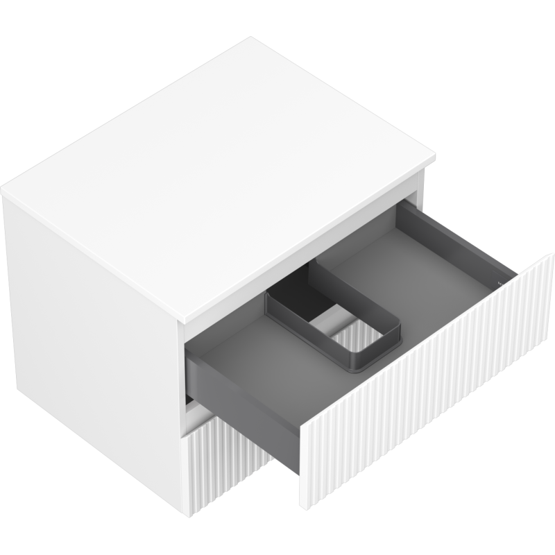 Mexen Rivel bathroom vanity 60 cm with countertop, 2 drawers, fluted, white matte - 91A20-06047-2-BFFC01