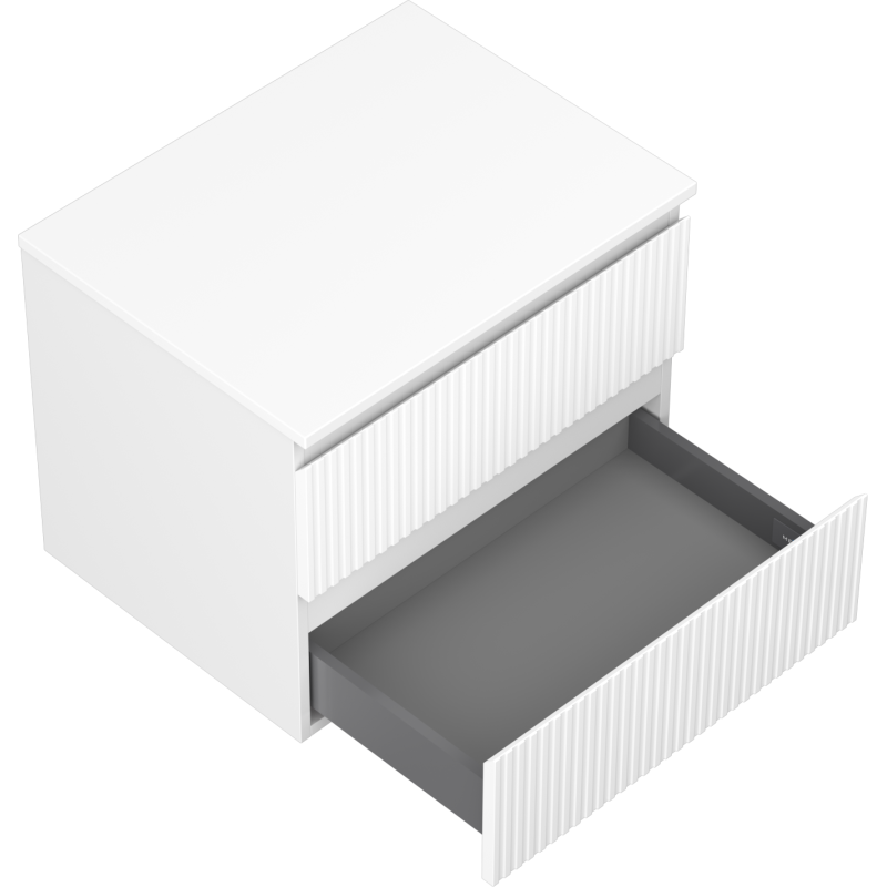 Mexen Rivel bathroom vanity 60 cm with countertop, 2 drawers, fluted, white matte - 91A20-06047-2-BFFC01