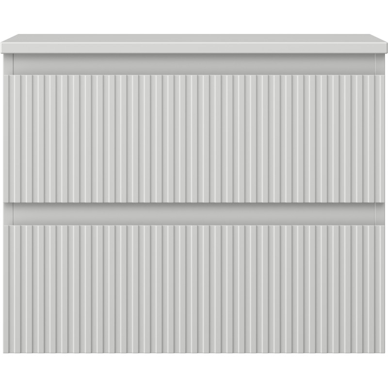 Mexen Rivel bathroom vanity cabinet 60 cm with countertop, 2 drawers, grooved, matte gray - 91A20-06047-2-BFFC62