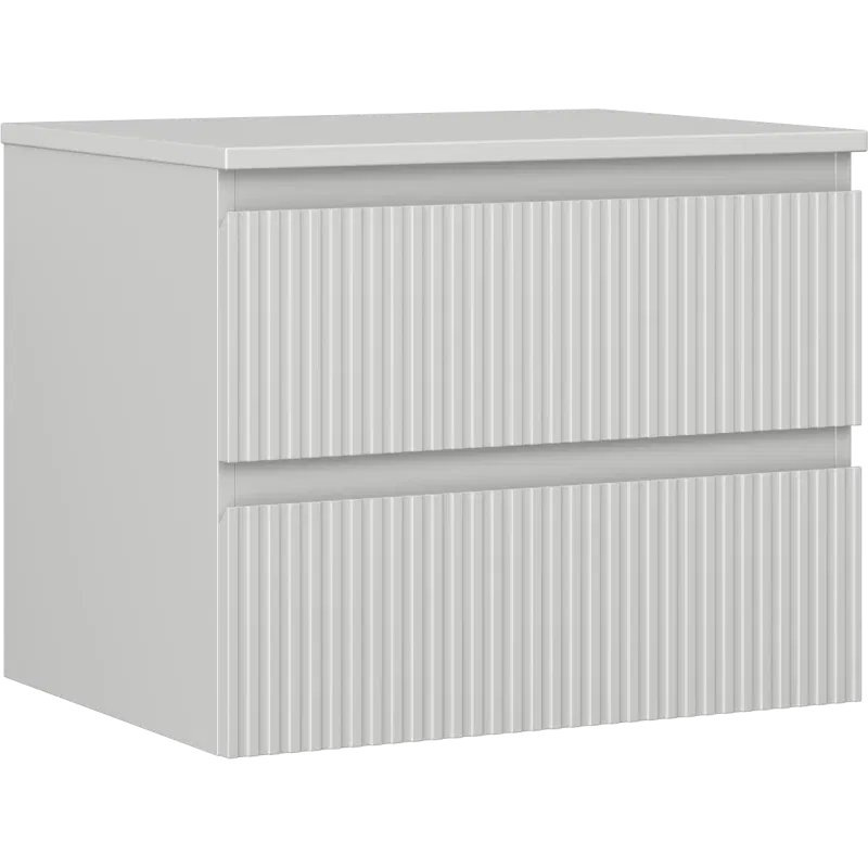 Mexen Rivel 60 cm Under-Sink Bathroom Cabinet with Countertop, 2 Drawers, Fluted, Matte Grey - 91A20-06047-2-BFFC62