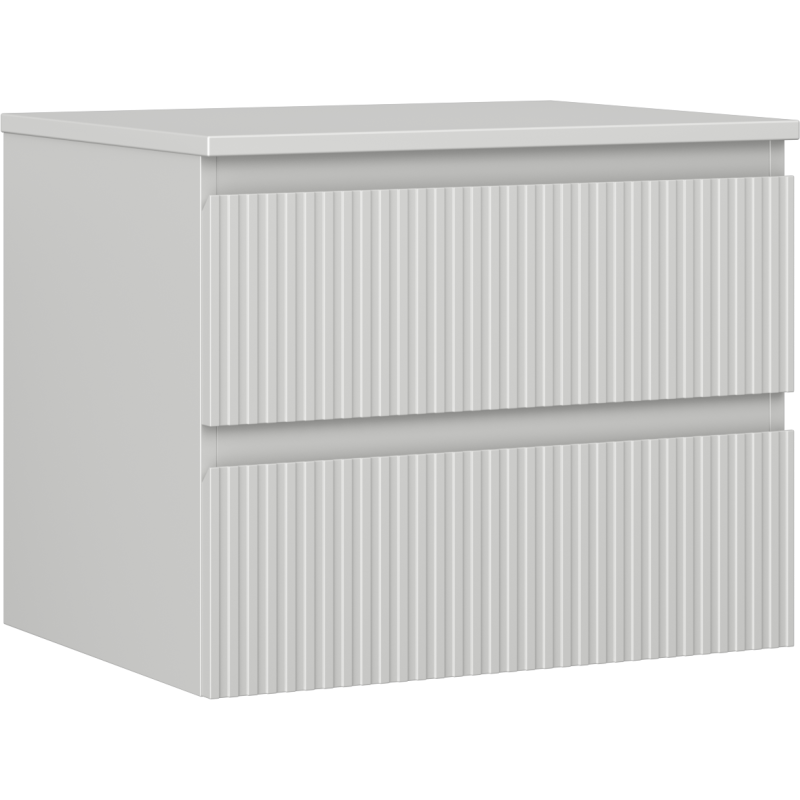 Mexen Rivel bathroom cabinet under sink 60 cm with countertop, 2 drawers, grooved, matte gray - 91A20-06047-2-BFFC62