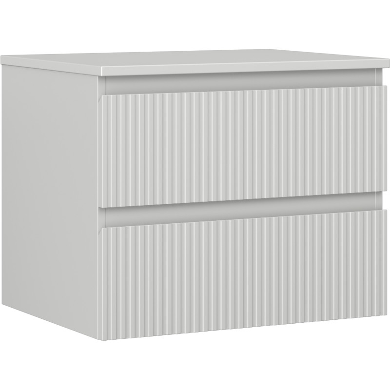 Mexen Rivel bathroom vanity cabinet 60 cm with countertop, 2 drawers, grooved, matte gray - 91A20-06047-2-BFFC62