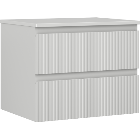 Mexen Rivel bathroom cabinet under sink 60 cm with countertop, 2 drawers, grooved, matte gray - 91A20-06047-2-BFFC62