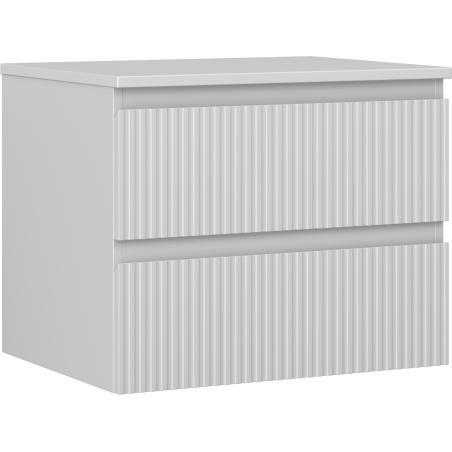Mexen Rivel bathroom vanity cabinet 60 cm with countertop, 2 drawers, grooved, matte gray - 91A20-06047-2-BFFC62
