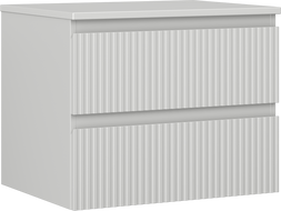 Mexen Rivel 60 cm Under-Sink Bathroom Cabinet with Countertop, 2 Drawers, Fluted, Matte Grey - 91A20-06047-2-BFFC62