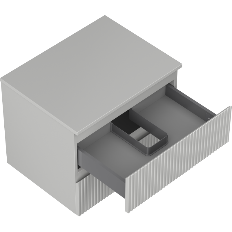 Mexen Rivel 60 cm Under-Sink Bathroom Cabinet with Countertop, 2 Drawers, Fluted, Matte Grey - 91A20-06047-2-BFFC62