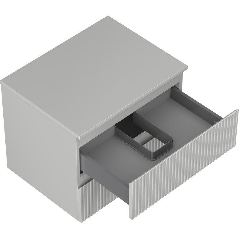 Mexen Rivel bathroom vanity cabinet 60 cm with countertop, 2 drawers, grooved, matte gray - 91A20-06047-2-BFFC62