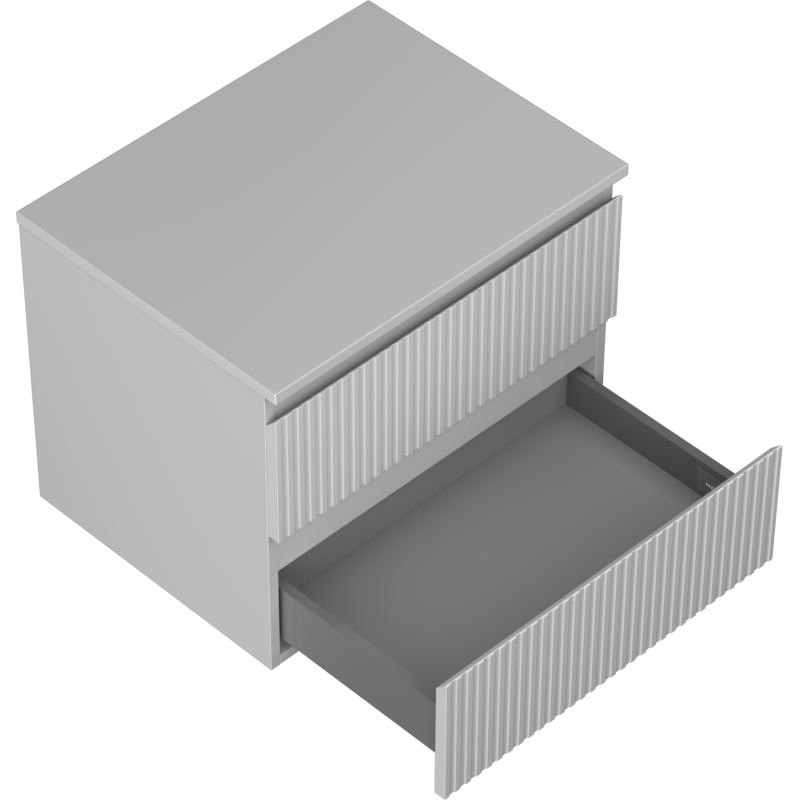 Mexen Rivel 60 cm Under-Sink Bathroom Cabinet with Countertop, 2 Drawers, Fluted, Matte Grey - 91A20-06047-2-BFFC62