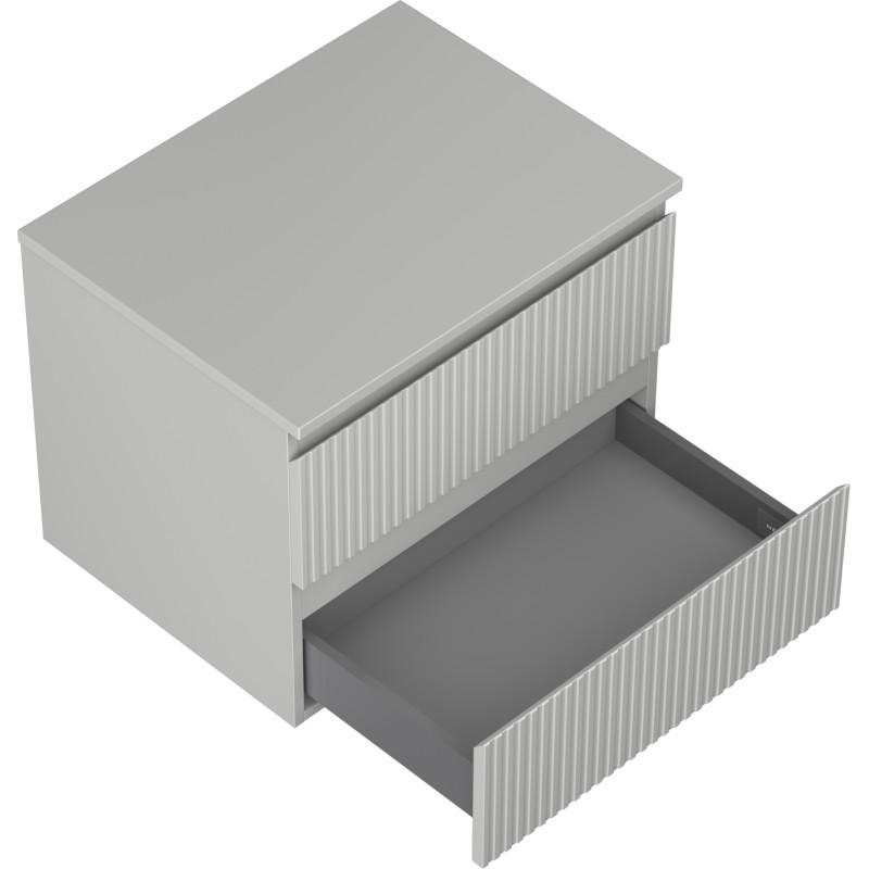 Mexen Rivel bathroom vanity cabinet 60 cm with countertop, 2 drawers, grooved, matte gray - 91A20-06047-2-BFFC62