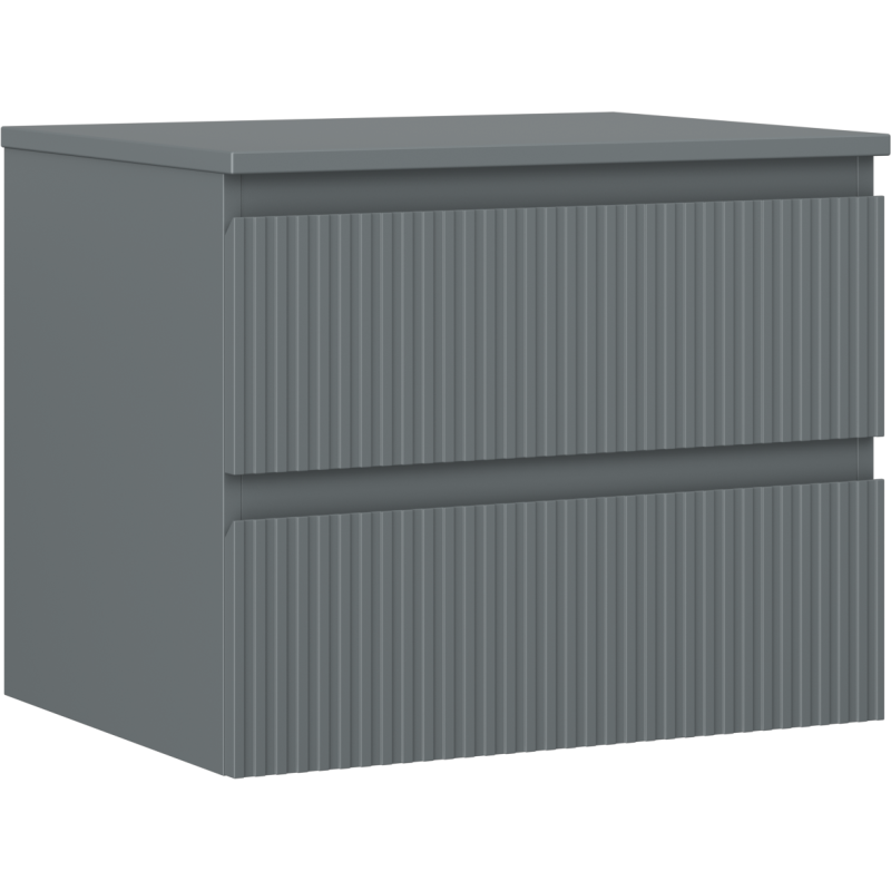 Mexen Rivel bathroom cabinet for washbasin 60 cm with countertop, 2 drawers, fluted, matte graphite - 91A20-06047-2-BFFC66