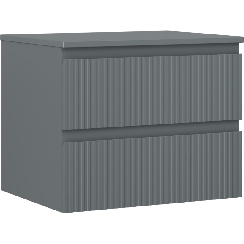 Mexen Rivel bathroom vanity cabinet 60 cm with countertop, 2 drawers, grooved, matte graphite - 91A20-06047-2-BFFC66