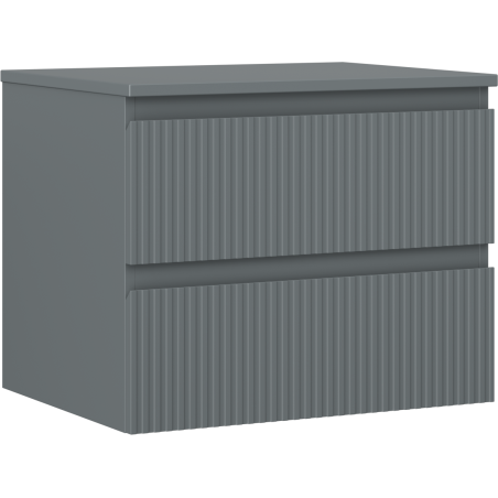 Mexen Rivel bathroom cabinet for washbasin 60 cm with countertop, 2 drawers, ribbed, matte graphite - 91A20-06047-2-BFFC66