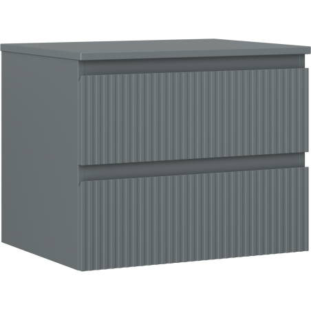 Mexen Rivel bathroom vanity cabinet 60 cm with countertop, 2 drawers, grooved, matte graphite - 91A20-06047-2-BFFC66