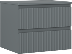 Mexen Rivel bathroom cabinet for washbasin 60 cm with countertop, 2 drawers, ribbed, matte graphite - 91A20-06047-2-BFFC66