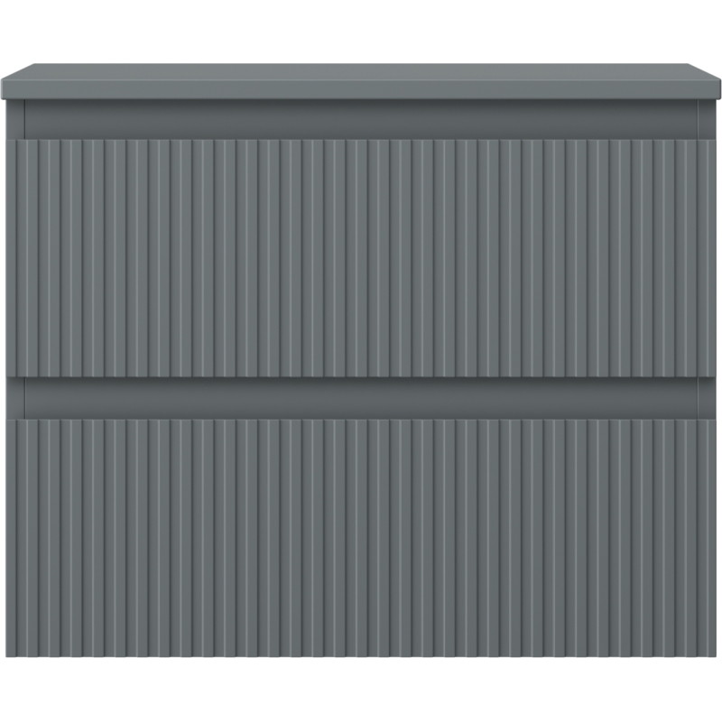 Mexen Rivel bathroom vanity cabinet 60 cm with countertop, 2 drawers, grooved, matte graphite - 91A20-06047-2-BFFC66