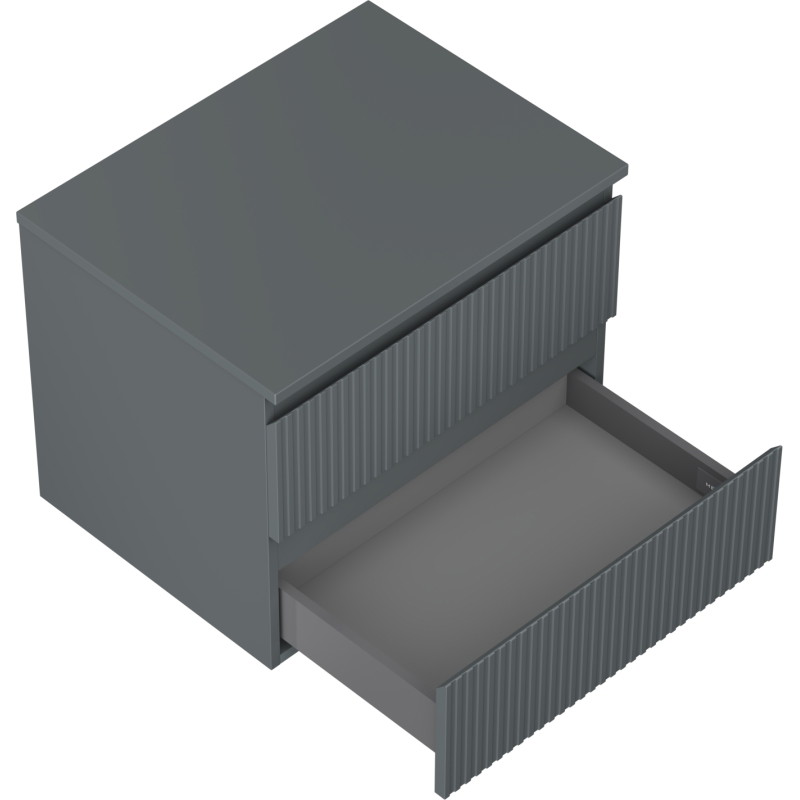 Mexen Rivel bathroom vanity cabinet 60 cm with countertop, 2 drawers, grooved, matte graphite - 91A20-06047-2-BFFC66