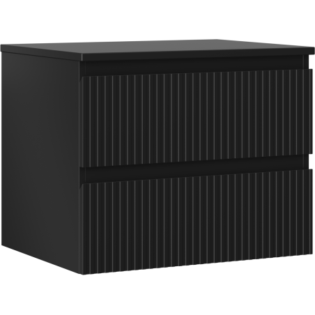 Mexen Rivel bathroom cabinet 60 cm with countertop, 2 drawers, fluted, black matte - 91A20-06047-2-BFFC71