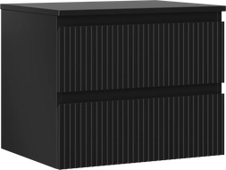 Mexen Rivel bathroom cabinet for washbasin 60 cm with countertop, 2 drawers, fluted, black matt - 91A20-06047-2-BFFC71