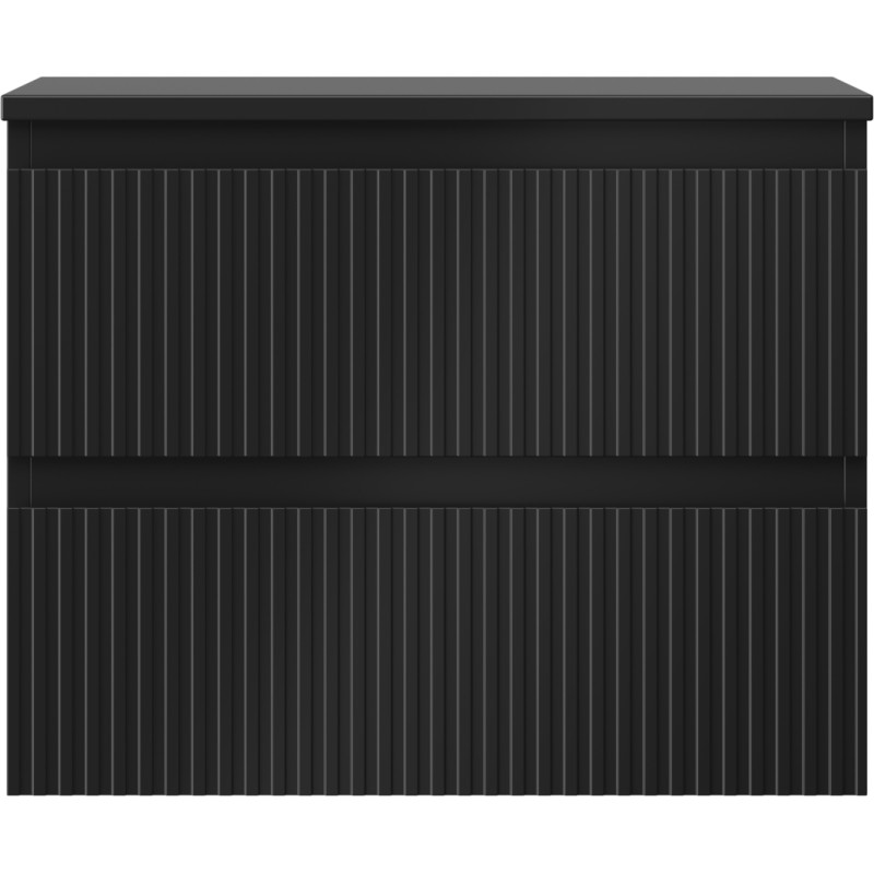 Mexen Rivel 60 cm Bathroom Sink Cabinet with Countertop, 2 Drawers, Grooved, Matte Black - 91A20-06047-2-BFFC71