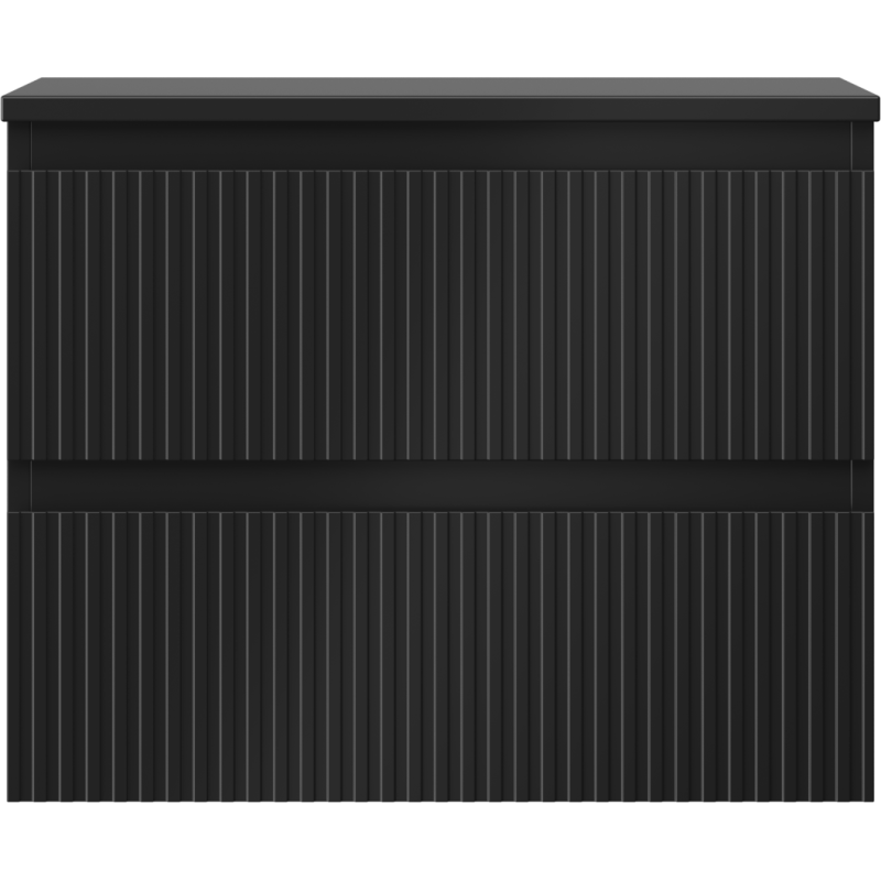 Mexen Rivel bathroom cabinet for washbasin 60 cm with countertop, 2 drawers, fluted, black matt - 91A20-06047-2-BFFC71