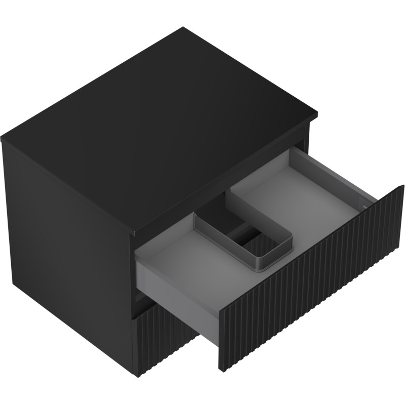 Mexen Rivel 60 cm Bathroom Sink Cabinet with Countertop, 2 Drawers, Grooved, Matte Black - 91A20-06047-2-BFFC71