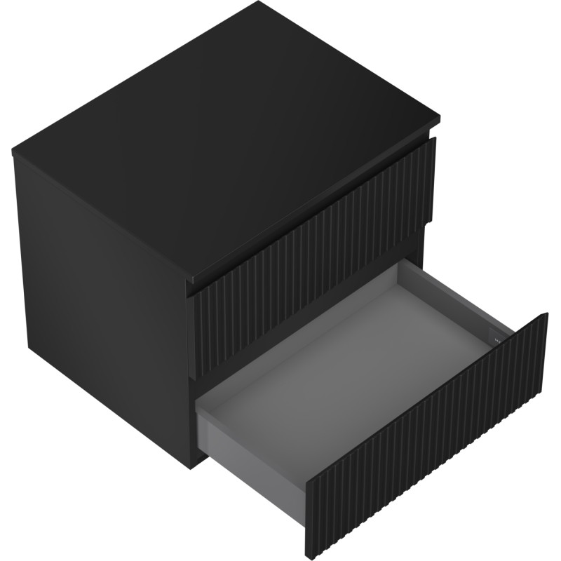 Mexen Rivel 60 cm Bathroom Sink Cabinet with Countertop, 2 Drawers, Grooved, Matte Black - 91A20-06047-2-BFFC71