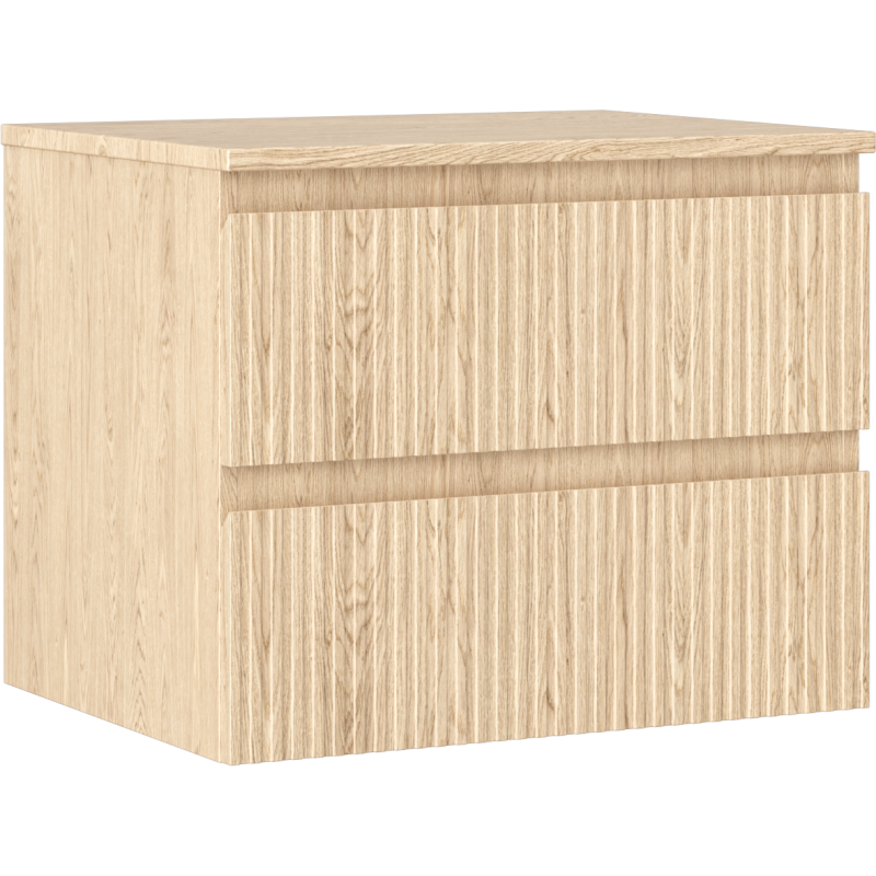 Mexen Rivel 60 cm Under-Sink Bathroom Cabinet with Countertop, 2 Drawers, Grooved, Oak - 91A20-06047-2-BFFC81