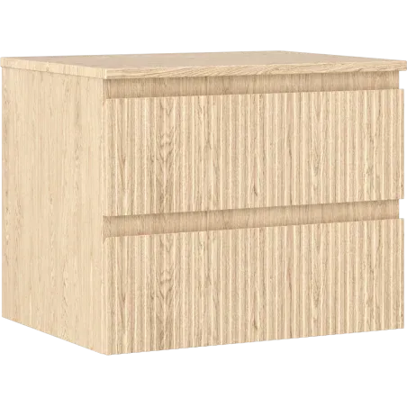 Mexen Rivel 60 cm Under-Sink Bathroom Cabinet with Countertop, 2 Drawers, Grooved, Oak - 91A20-06047-2-BFFC81