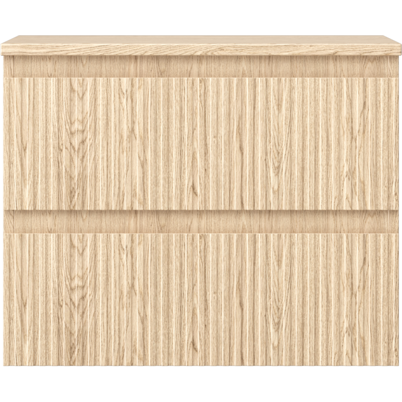 Mexen Rivel 60 cm Under-Sink Bathroom Cabinet with Countertop, 2 Drawers, Grooved, Oak - 91A20-06047-2-BFFC81