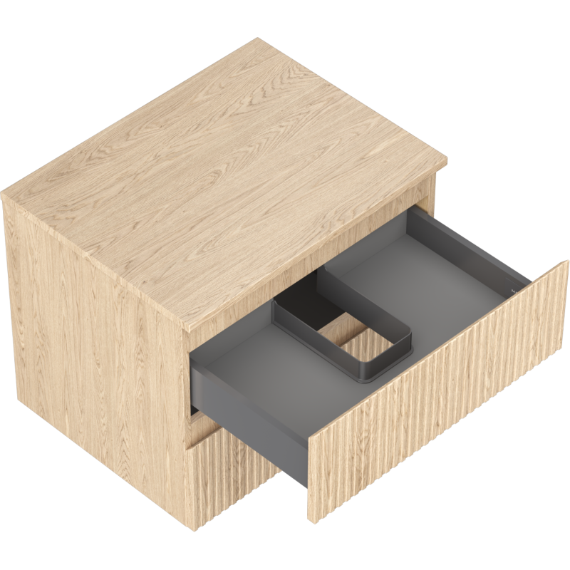 Mexen Rivel 60 cm Under-Sink Bathroom Cabinet with Countertop, 2 Drawers, Grooved, Oak - 91A20-06047-2-BFFC81