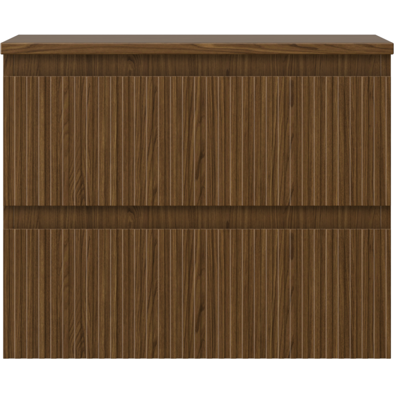 Mexen Rivel bathroom cabinet for washbasin 60 cm with countertop, 2 drawers, grooved, walnut - 91A20-06047-2-BFFC86