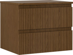 Mexen Rivel 60 cm Bathroom Cabinet with Countertop, 2 Drawers, Grooved, Walnut - 91A20-06047-2-BFFC86