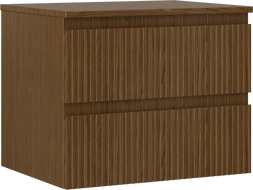 Mexen Rivel bathroom cabinet for washbasin 60 cm with countertop, 2 drawers, grooved, walnut - 91A20-06047-2-BFFC86