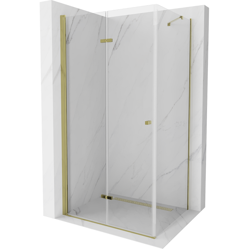Mexen Lima foldable shower cabin 70 x 100 cm, transparent, gold - 856-070-100-50-00