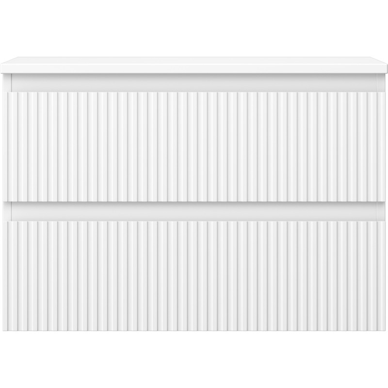 Mexen Rivel 70 cm bathroom vanity cabinet with countertop, 2 drawers, grooved, matte white - 91A20-07047-2-BFFC01