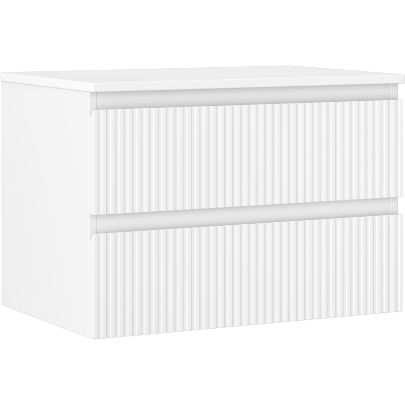 Mexen Rivel bathroom cabinet under sink 70 cm with countertop, 2 drawers, grooved, matt white - 91A20-07047-2-BFFC01