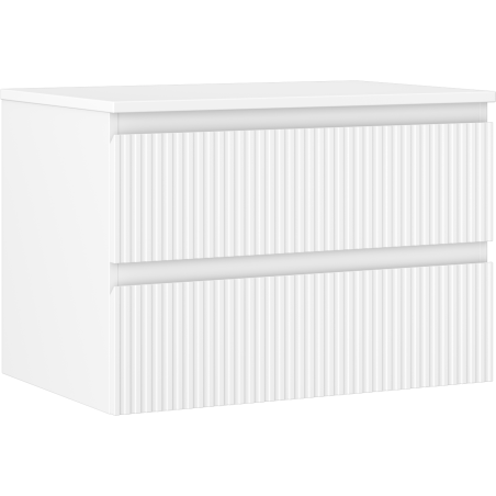 Mexen Rivel 70 cm bathroom vanity cabinet with countertop, 2 drawers, grooved, matte white - 91A20-07047-2-BFFC01