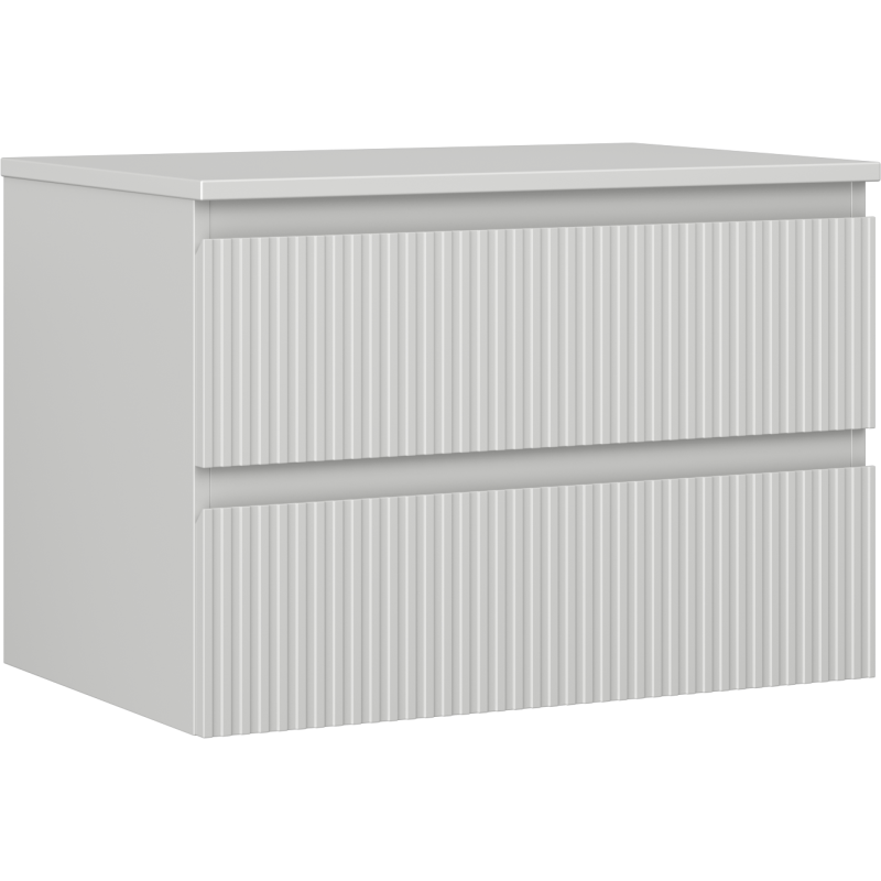 Mexen Rivel bathroom cabinet under the sink 70 cm with countertop, 2 drawers, fluted, gray matte - 91A20-07047-2-BFFC62