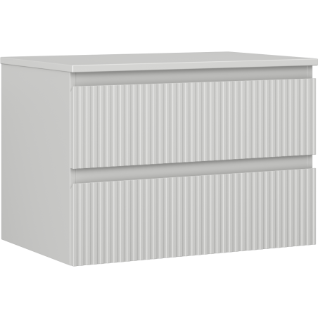 Mexen Rivel bathroom cabinet under the sink 70 cm with countertop, 2 drawers, fluted, gray matte - 91A20-07047-2-BFFC62