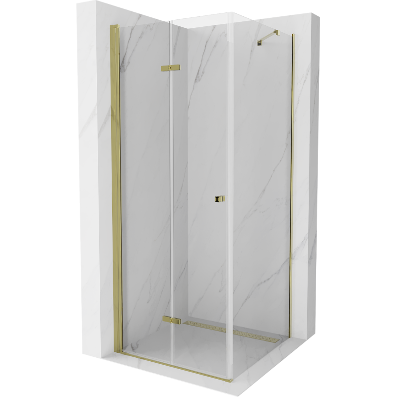 Mexen Lima folding shower enclosure 80 x 80 cm, transparent, gold - 856-080-080-50-00