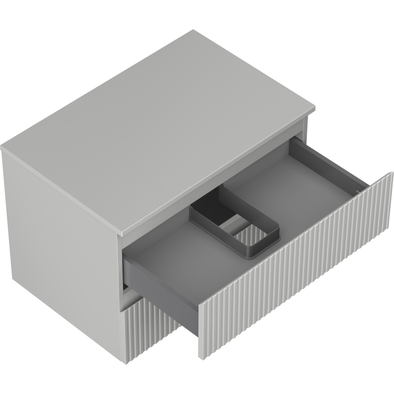 Mexen Rivel bathroom cabinet 70 cm with countertop, 2 drawers, fluted, matte grey - 91A20-07047-2-BFFC62