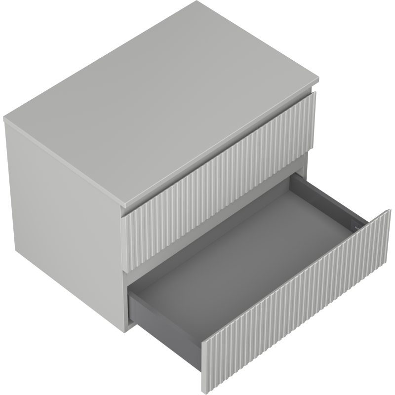 Mexen Rivel bathroom cabinet 70 cm with countertop, 2 drawers, fluted, matte grey - 91A20-07047-2-BFFC62