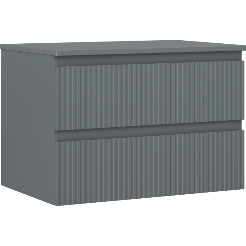 Mexen Rivel bathroom cabinet 70 cm with countertop, 2 drawers, grooved, matt graphite - 91A20-07047-2-BFFC66