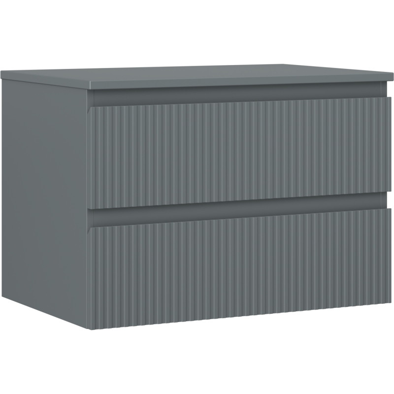 Mexen Rivel bathroom cabinet under washbasin 70 cm with countertop, 2 drawers, fluted, matte graphite - 91A20-07047-2-BFFC66