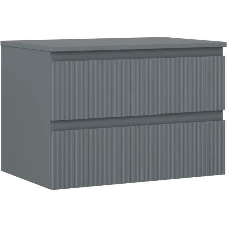 Mexen Rivel bathroom cabinet 70 cm with countertop, 2 drawers, grooved, matt graphite - 91A20-07047-2-BFFC66