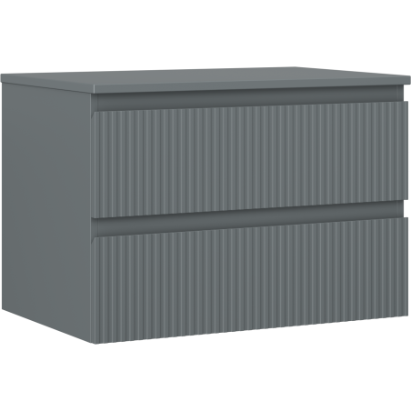 Mexen Rivel bathroom cabinet under sink 70 cm with countertop, 2 drawers, grooved, matte graphite - 91A20-07047-2-BFFC66