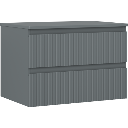 Mexen Rivel bathroom cabinet under washbasin 70 cm with countertop, 2 drawers, fluted, matte graphite - 91A20-07047-2-BFFC66